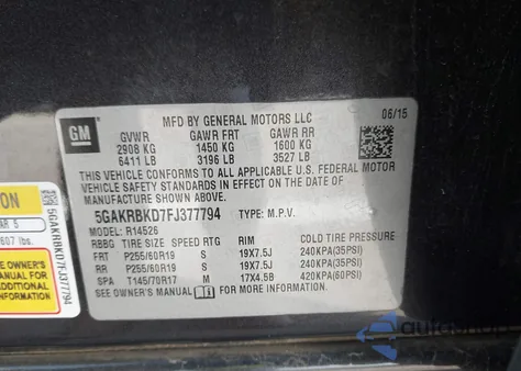 2015 Buick Enclave Leather from USA, damaged, VIN 5GAKRBKD7FJ377794